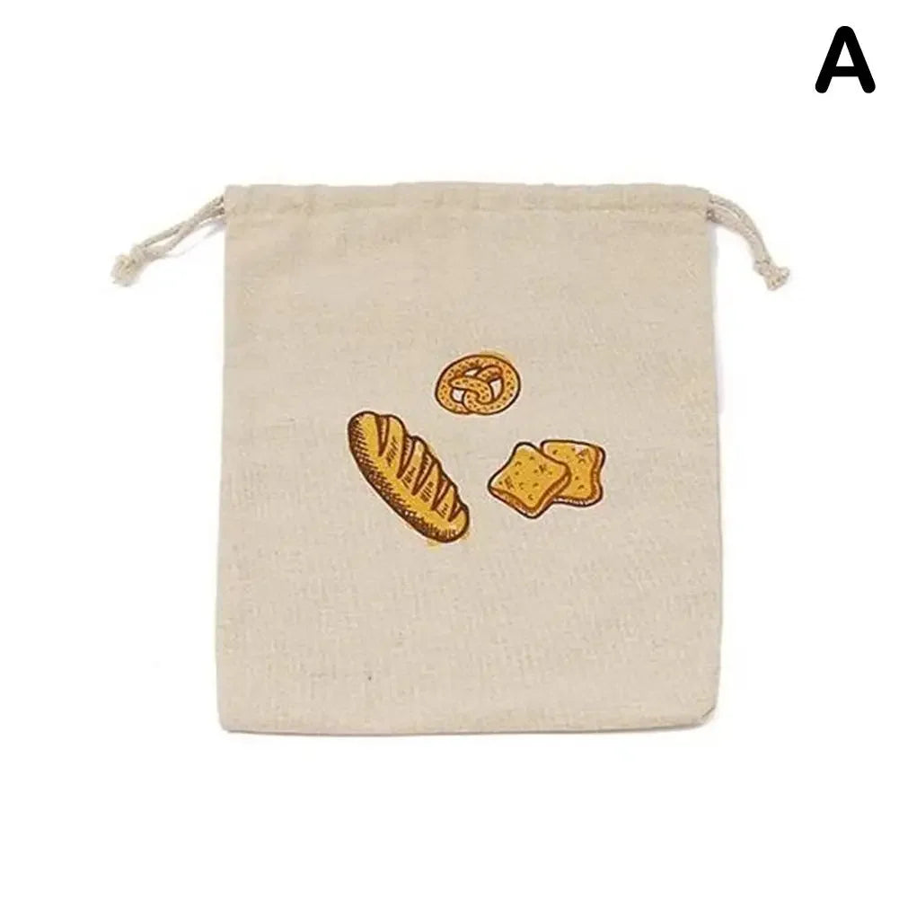 Reusable Drawstring Linen Bread Bags Large Washable Storage Food Accessories Home Unbleached Kitchen Organizer