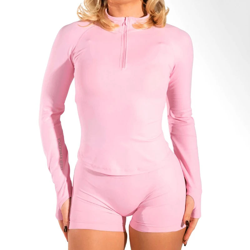 Yoga Shirts shorts set impact Half Zippy for Women Long Sleeve Yoga Top with Thumb Holes Workout Gym Shirts Waist Sweatshirt