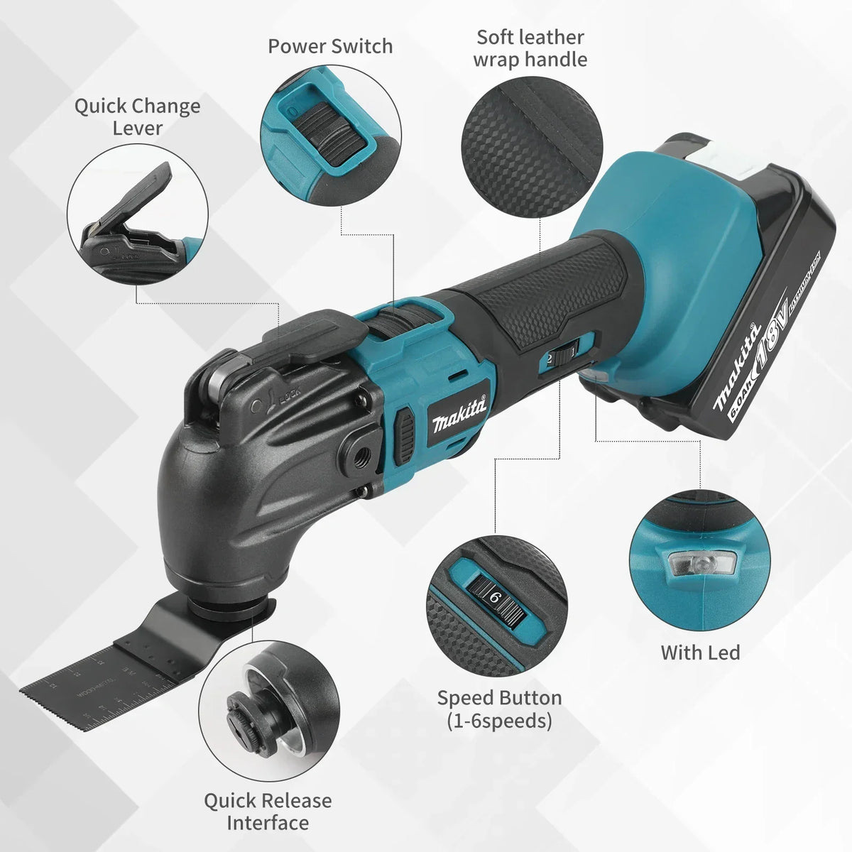 NEW 2026 Makita 18V Handheld Trimming Cutter 18/20V Li-Ion Powered 6-Gear 326-340mm Lightweight for Home and Workshop Use