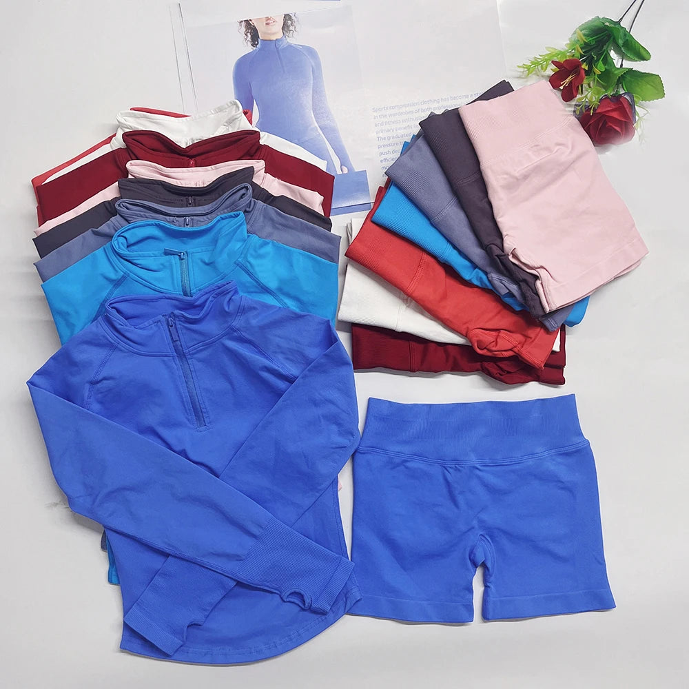 Yoga Shirts shorts set impact Half Zippy for Women Long Sleeve Yoga Top with Thumb Holes Workout Gym Shirts Waist Sweatshirt