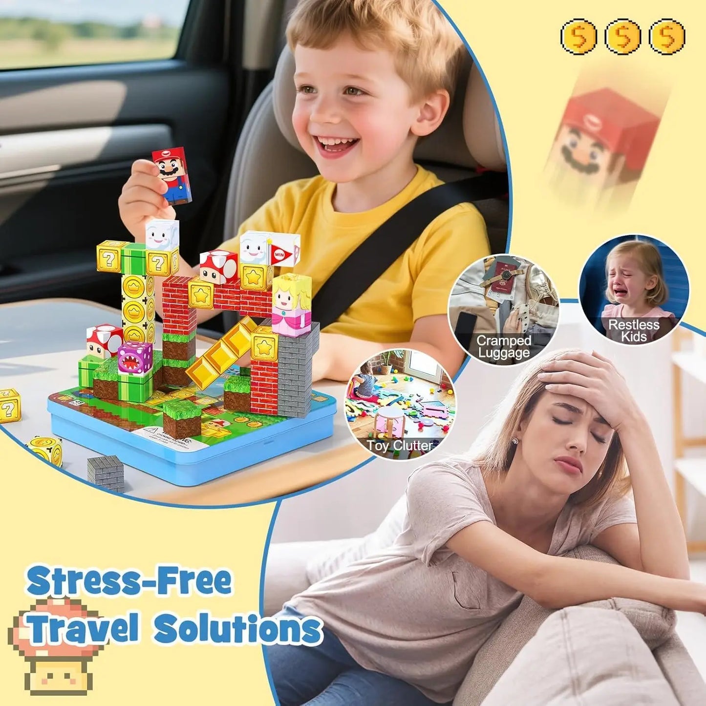 49PCS Mini Magnetic Blocks, with Iron Box, Travel Magnet Building Blocks for Toddlers,STEM Educational Magnet Toys