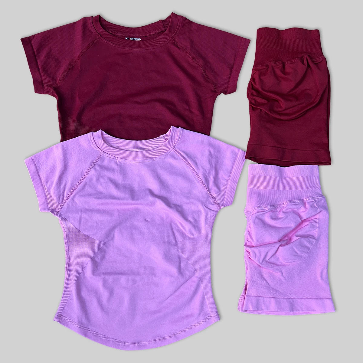 2 Pcs Impact Sports Sets Short Sleeve Seamless Yoga Top Fitness Set Women Workout Running Sports Shorts Gym Suit