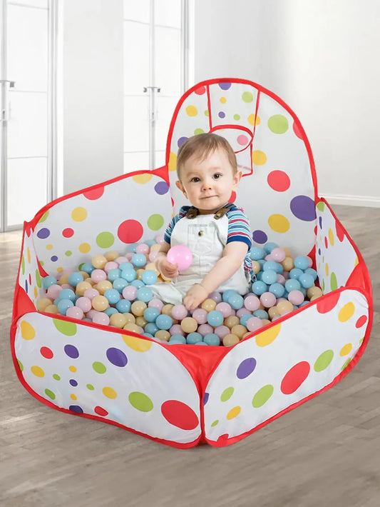 Children's Ocean Ball Pool with Basketball Hoop Play Tent Playhouse with Basketball Hoop for Boys Girls Kids (Excluding Ball)