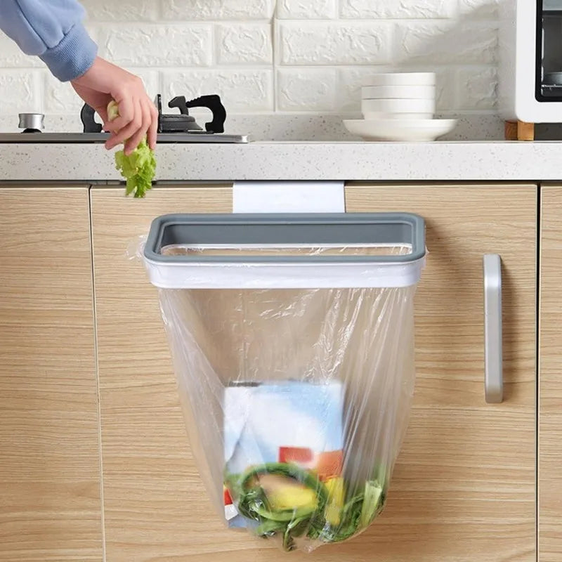 4pcs Hanging Garbage Rack Plastic Durable Portable Garbage Bag Holder Trash Bin Hanging Space Saving for Living Room Kitchen