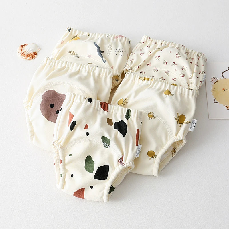 Baby Training Pants Baby Underwear Washable Cute Pattern Breathable Diaper Pants Summer Baby Diapers Cotton Learning Trousers