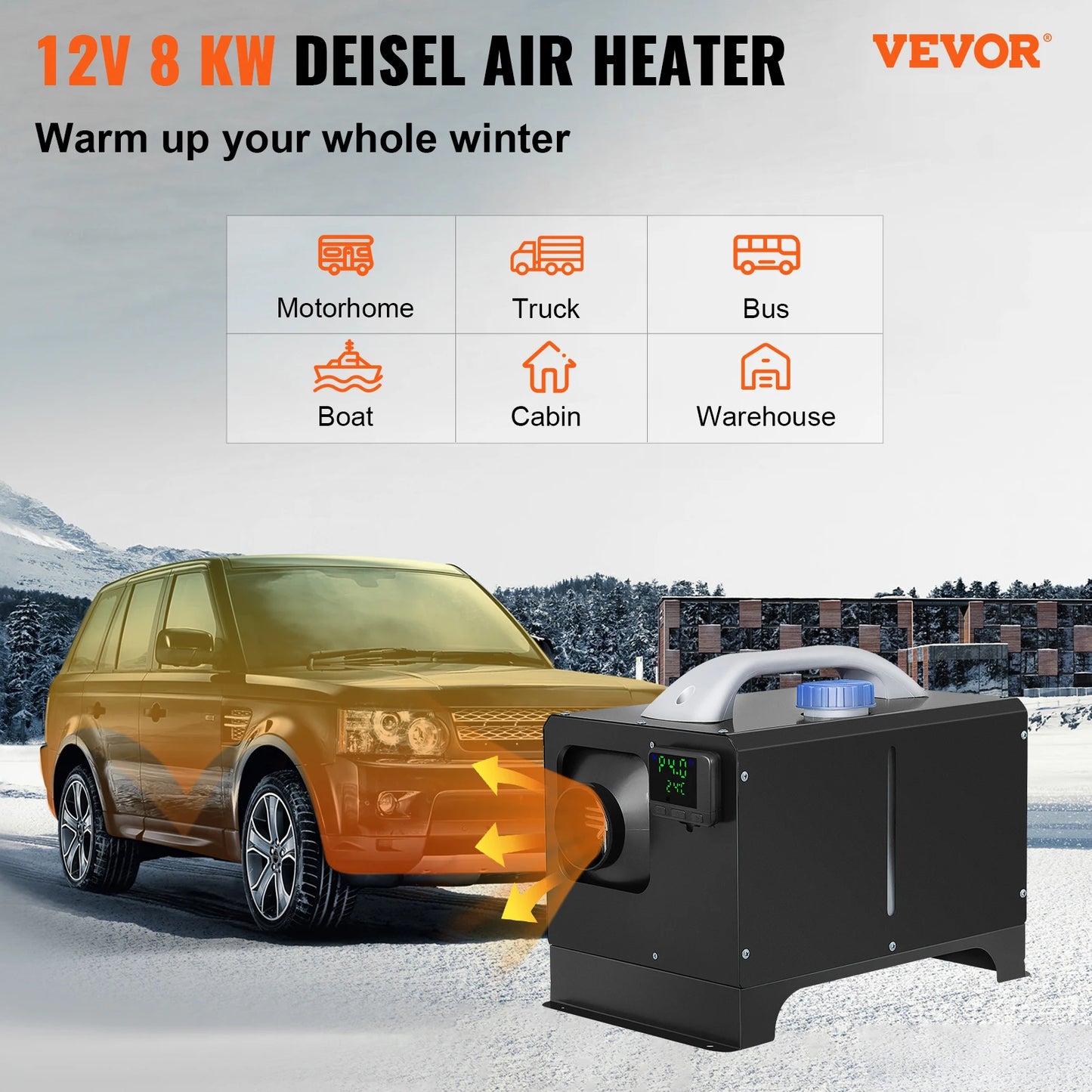 SucceBuy Diesel Air Heater 12V Truck Heater Parking Heater with LCD Remote Control Diesel Heater for RV Truck Boat  Car Trailer