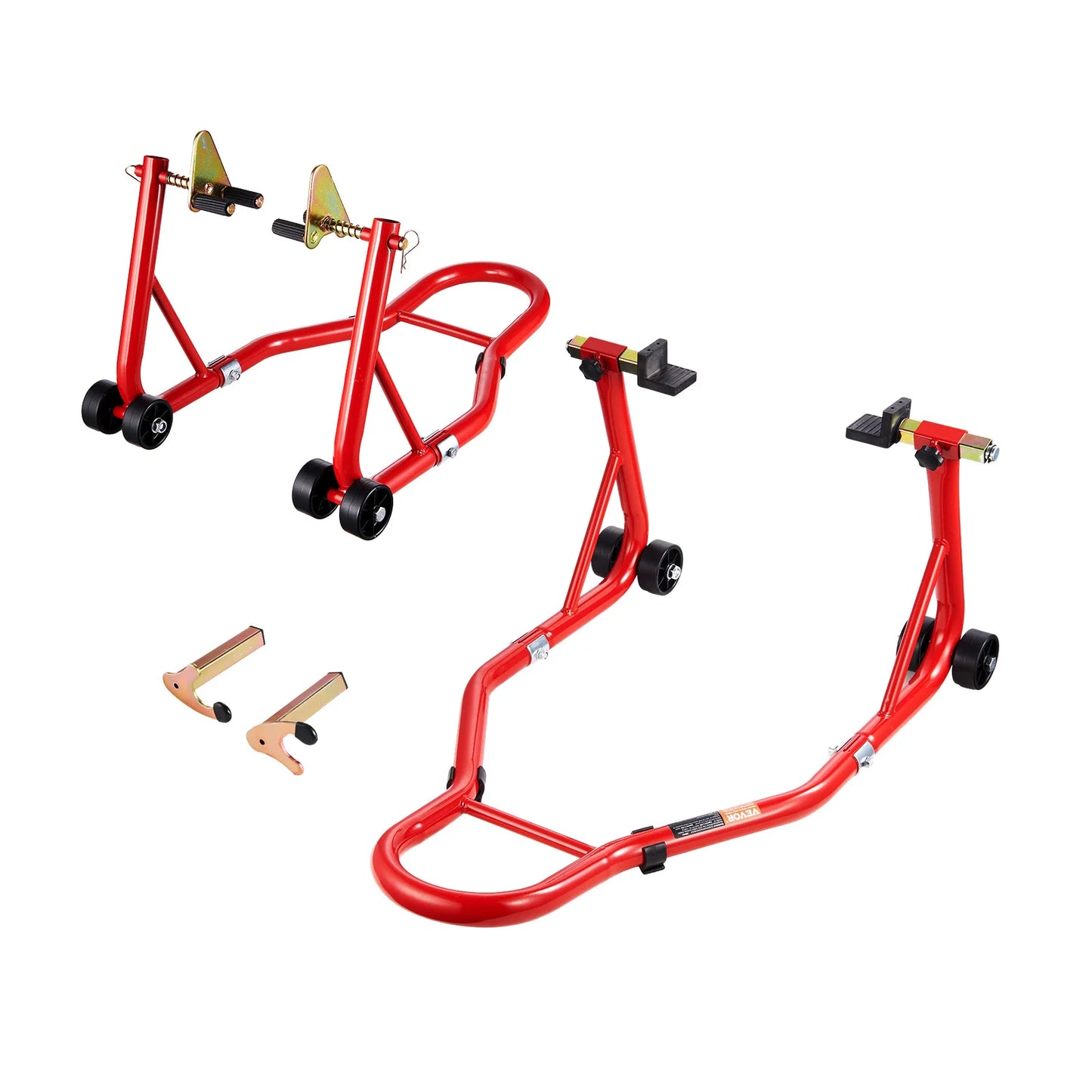 SucceBuy Motorcycle Stand Lift 850lbs Front Rear Combo Stand Lift Front Wheel Dual-Fork Stand Rear U+L Fork Swingarm Spool Stand