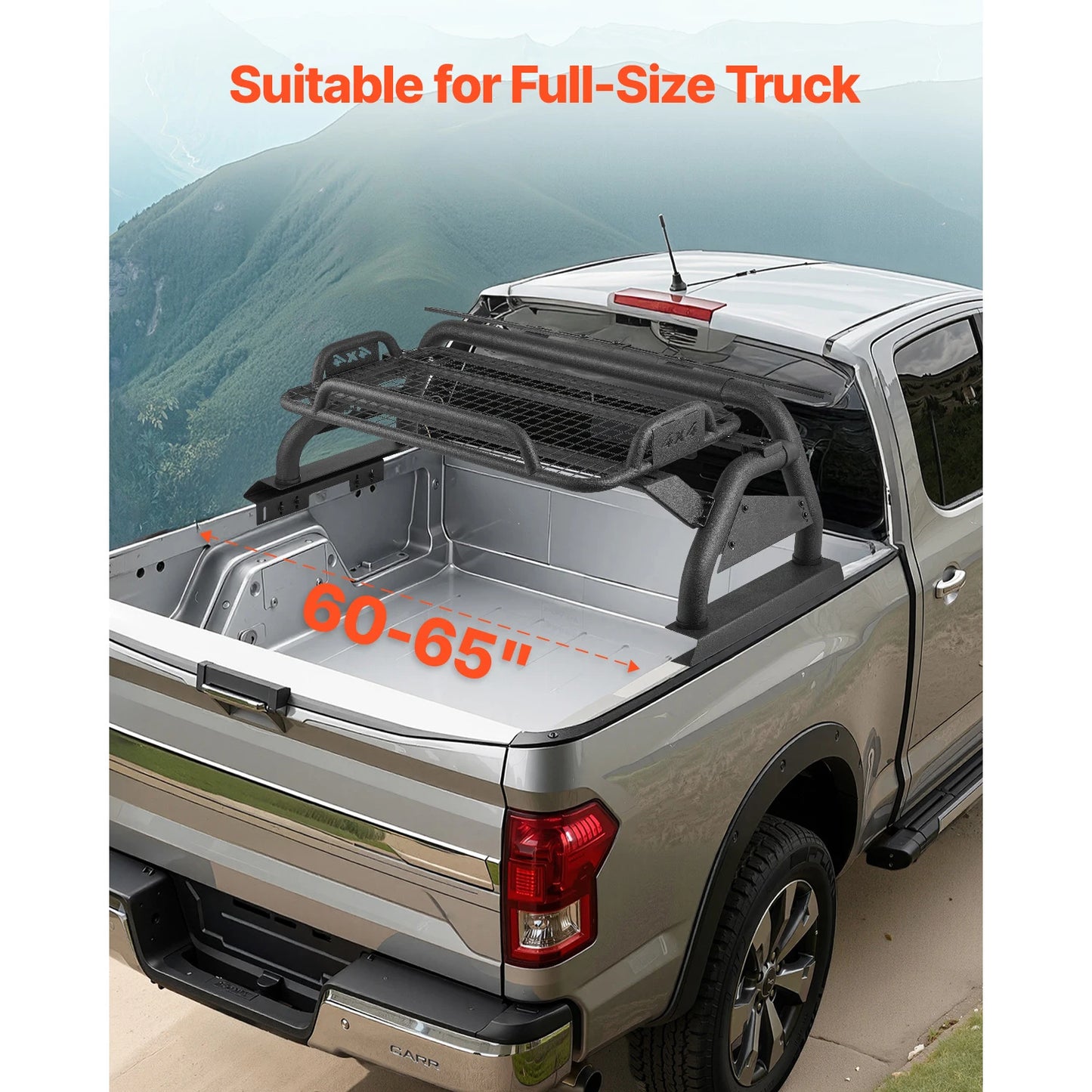 SucceBuy Truck Bed Roll Bar Universal Pickup Sport Adjustable Bar Chase Rack Compatible with Full/Mid-Size Trucks, Carbon Steel