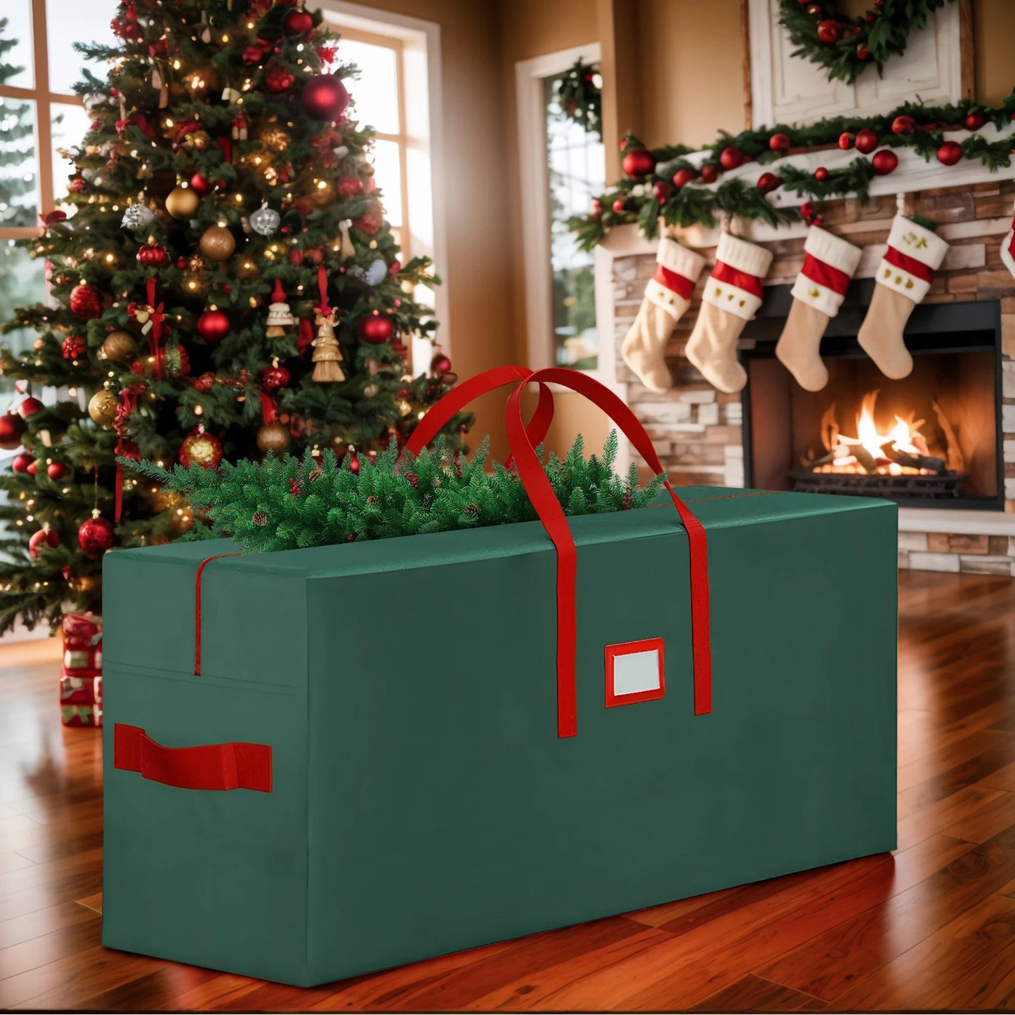 Oxford Xmas Tree Storage Bag w/Handle Waterproof Fold Tree Package Bag(165Green)