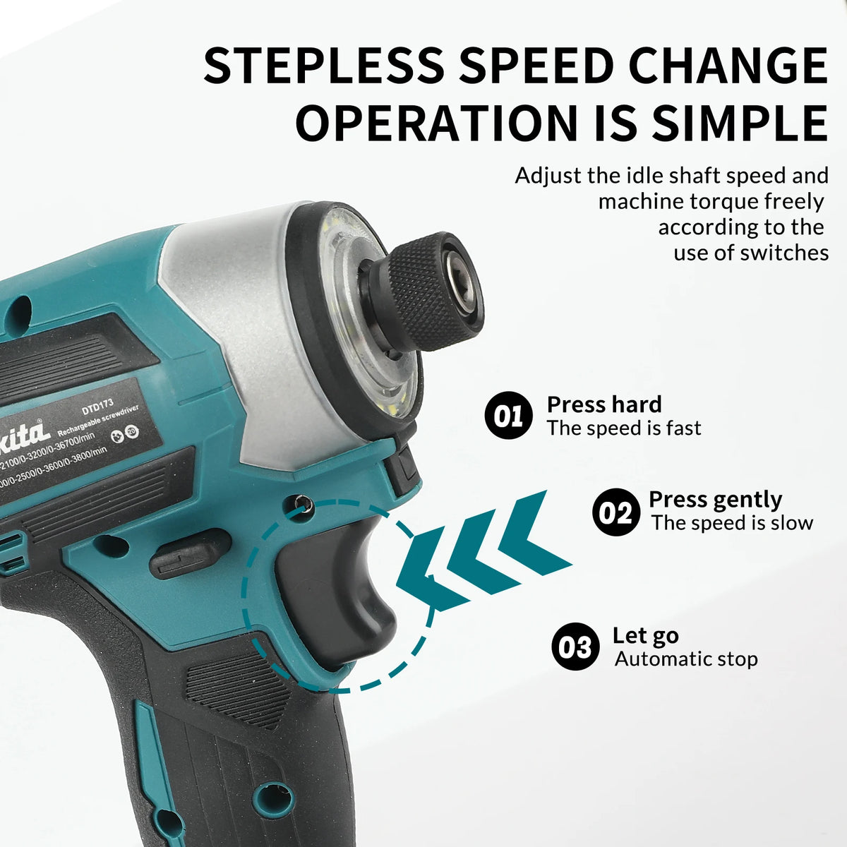 Makita DTD173 NEW 2026 180N.M Max Torque Brushless Impact Driver 0-36700RPM High Efficiency Cordless DIY Power tools