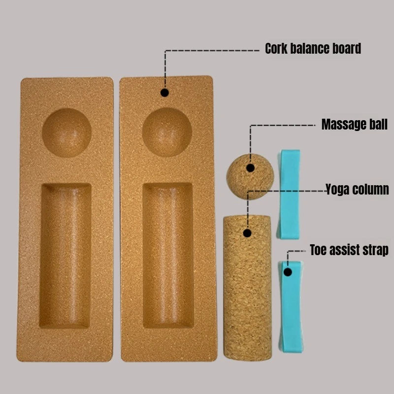 Cork Balance Board Foot Balance Cork Roller Premium Cork Wobble Board for Foot and Ankle Strengthening Yoga Balance Trainer Kit
