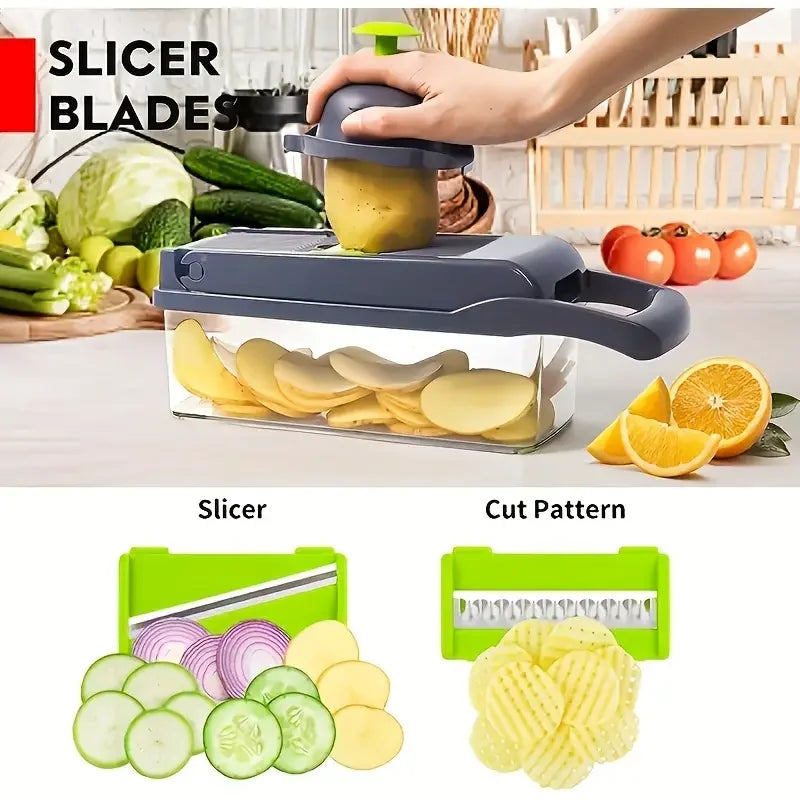 Multifunctional 5-in-1 Vegetable Chopper – Cutter, Dicer, Slicer, Mandoline & Onion Chopper for Vegetables, Easy to Clean