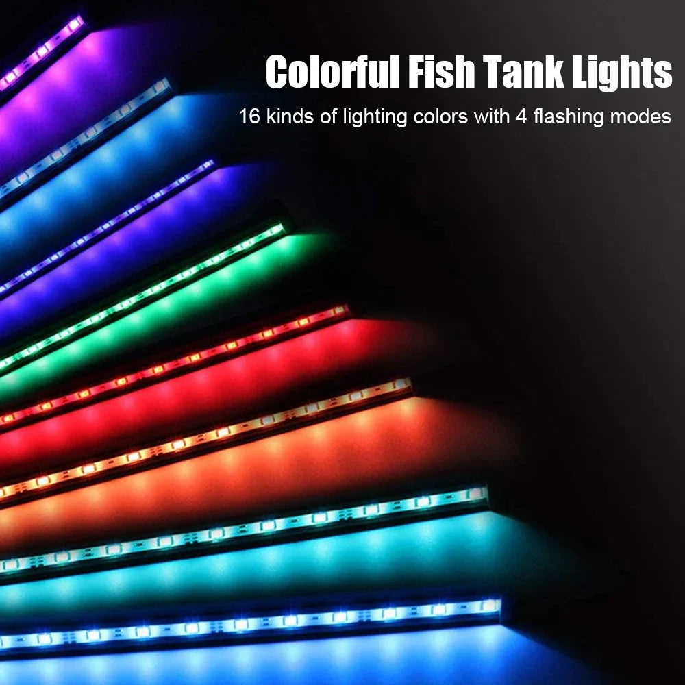 Fish Tank Light Bar 5050 RGB LED 28cm 48cm Waterproof Aquarium Submersible Lamp Remote Control 16 Kinds of Colors EU Plug