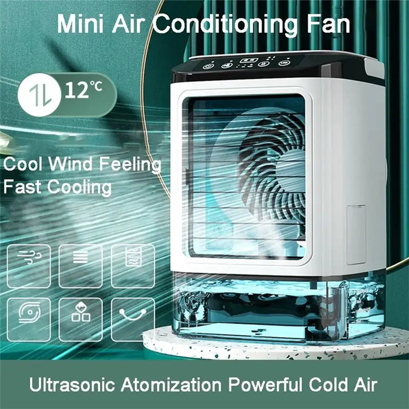 M02K-Portable Air Conditioner Portable Fan Dual Spray Ultrasonic Atomization Speed Mute Air Cooler