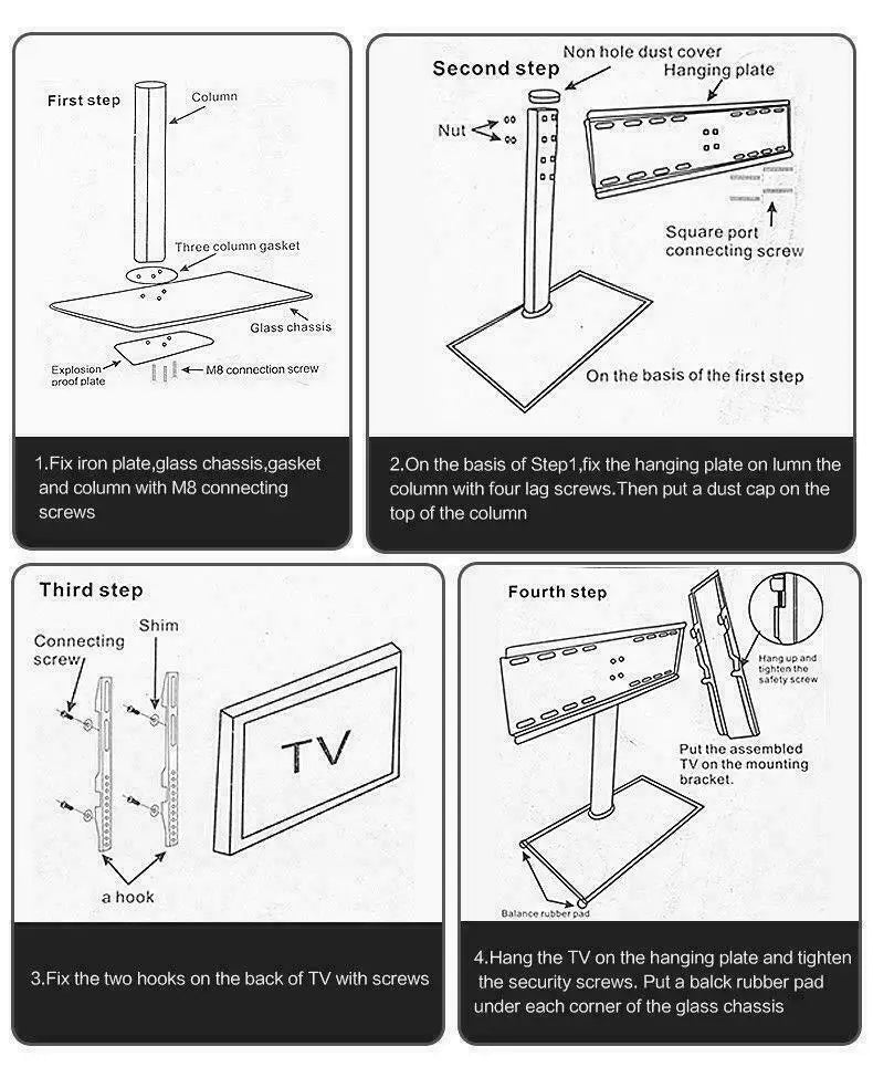 TV Stand Bracket Table Top Desk Mount LED LCD 22 32 42 50 55 65 70'' Universal
