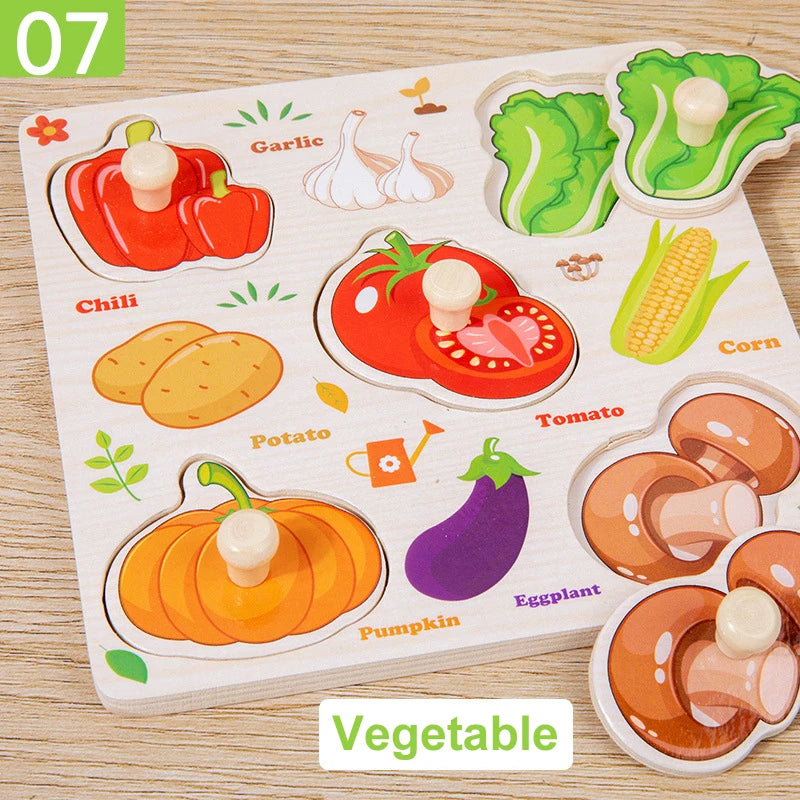 Montessori  Toys Wooden 3d Puzzle Cartoon Animal Intelligence Jigsaw Puzzle Early Learning Educational Toys for Children