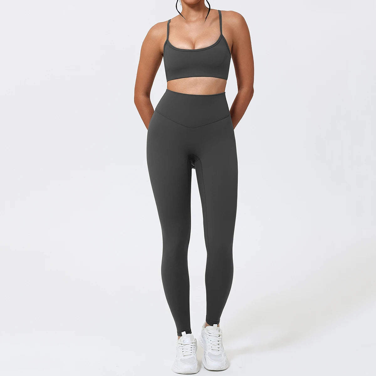Ctenkevet Summer Eco-Friendly 2Pcs Women's Yoga Set Backless Bra Top Leggings Two-Piece Sport Outfit Female Fitness Clothing