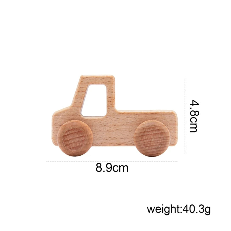 1pc Baby Wooden Car Toys Beech Stacking Blocks Cartoon Educational Montessori Toys For Children Teething Baby Birthday Gifts