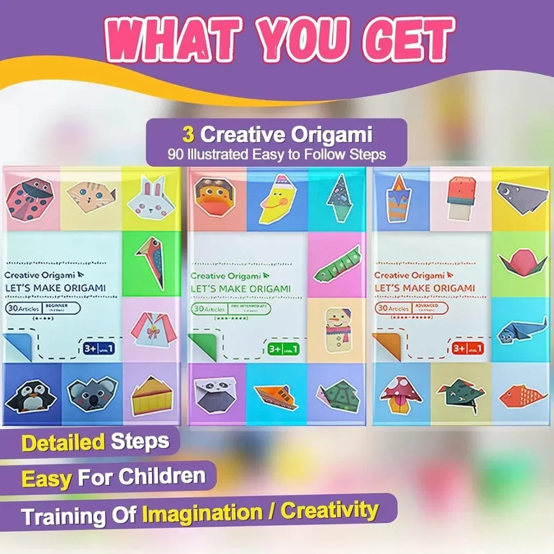 Origami Kit 30 Sheets Origami Paper Craft Guiding Book DIY Art Craft Projects Supplies for Beginners Children Kids Boys Girls