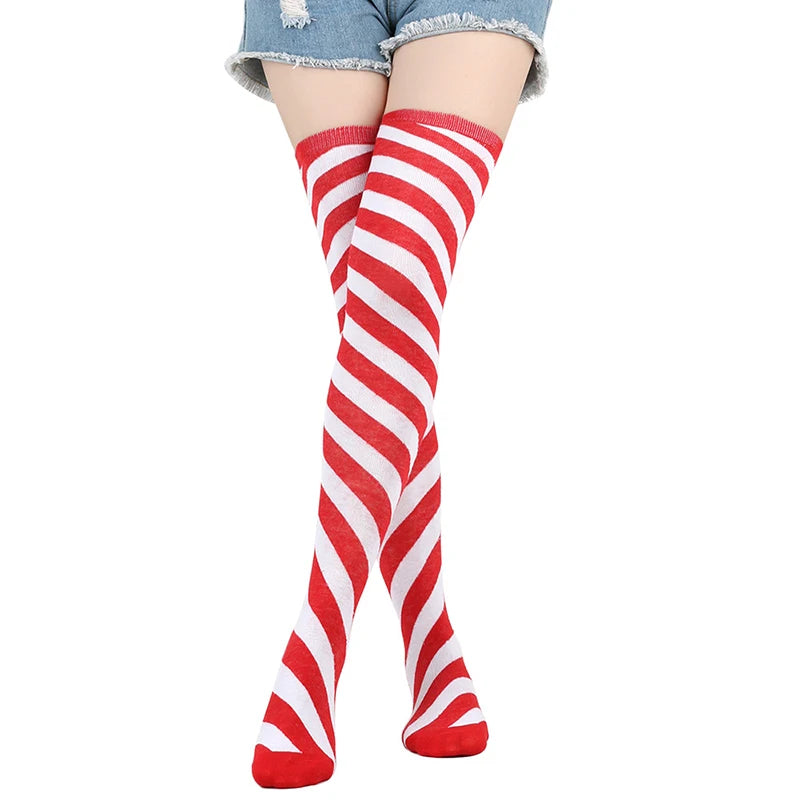 New Christmas Stockings Red Over-knee Socks for Women Green Yellow Stockings European and American Halloween Purple Stockings