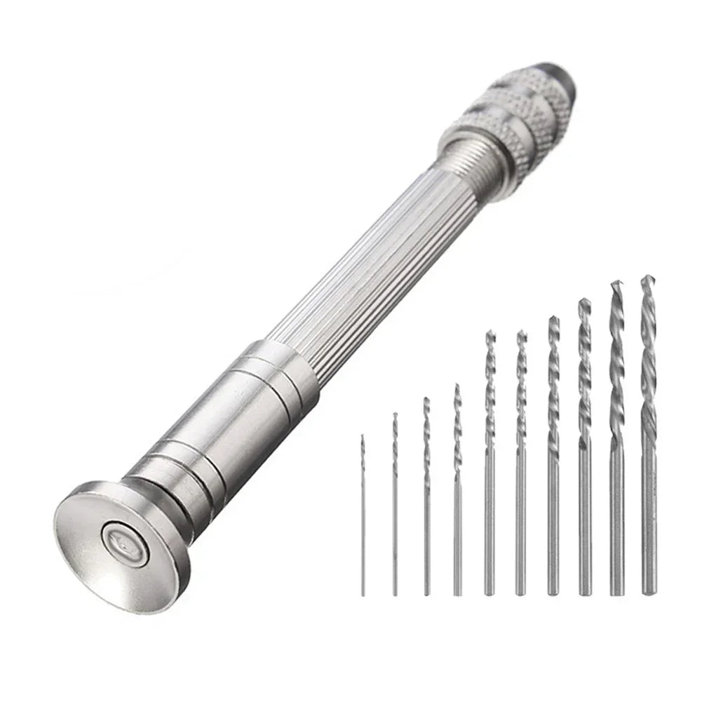 0.8-3.0mm Mini Hand Drill Woodworking Tools Drilling Rotary Tool Manual Twist Drill Bit Watchmaker Pin Vice Watch Repair Tools