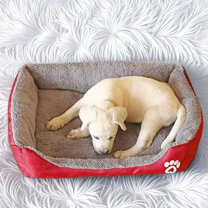 Soft Plush Rectangular Dog Bed, Anti-Slip Warm Pet Sofa for Cats & Small Dogs, Corduroy Nest Cushion