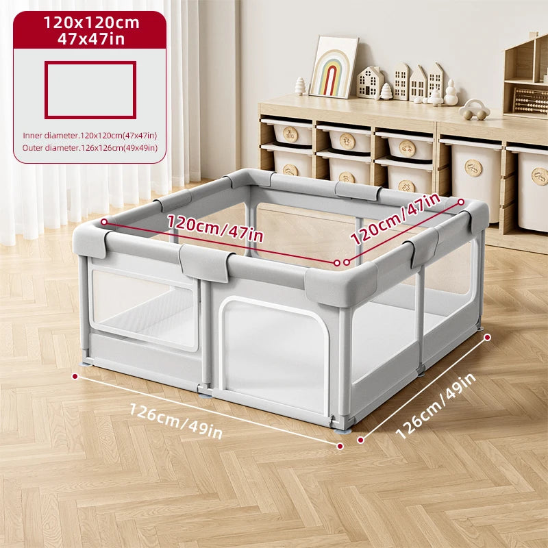 Portable Baby Gate & Travel Game Bed For Indoor/Outdoor Use | Childproof Play Fence Non-Slip Base - Foldable Design