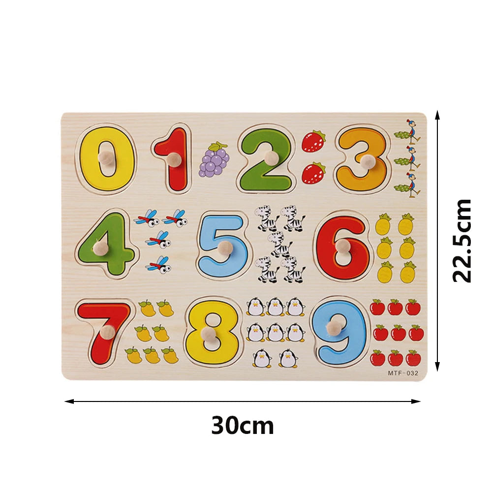 Wooden Puzzle Montessori Toys for Baby 1 2 3 Years Old Kids Alphabet Number Shape Matching Games Children Early Educational Toys