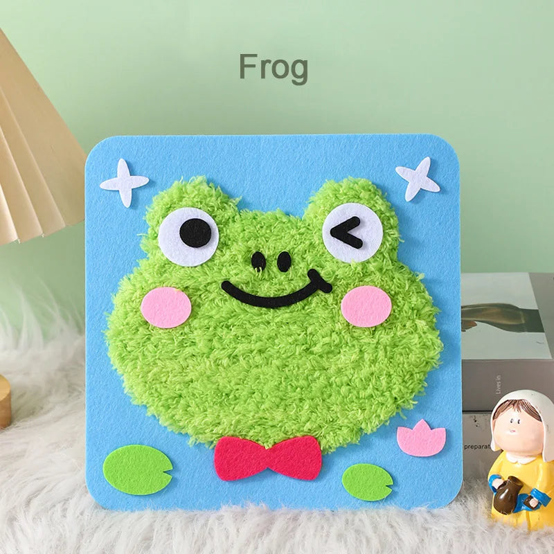 DIY Cartoon Animal Embroidery Doll Kits Fun Non-woven Fabric Threading Sewing Boards Kids Children Handmade Crafts Toys Gifts