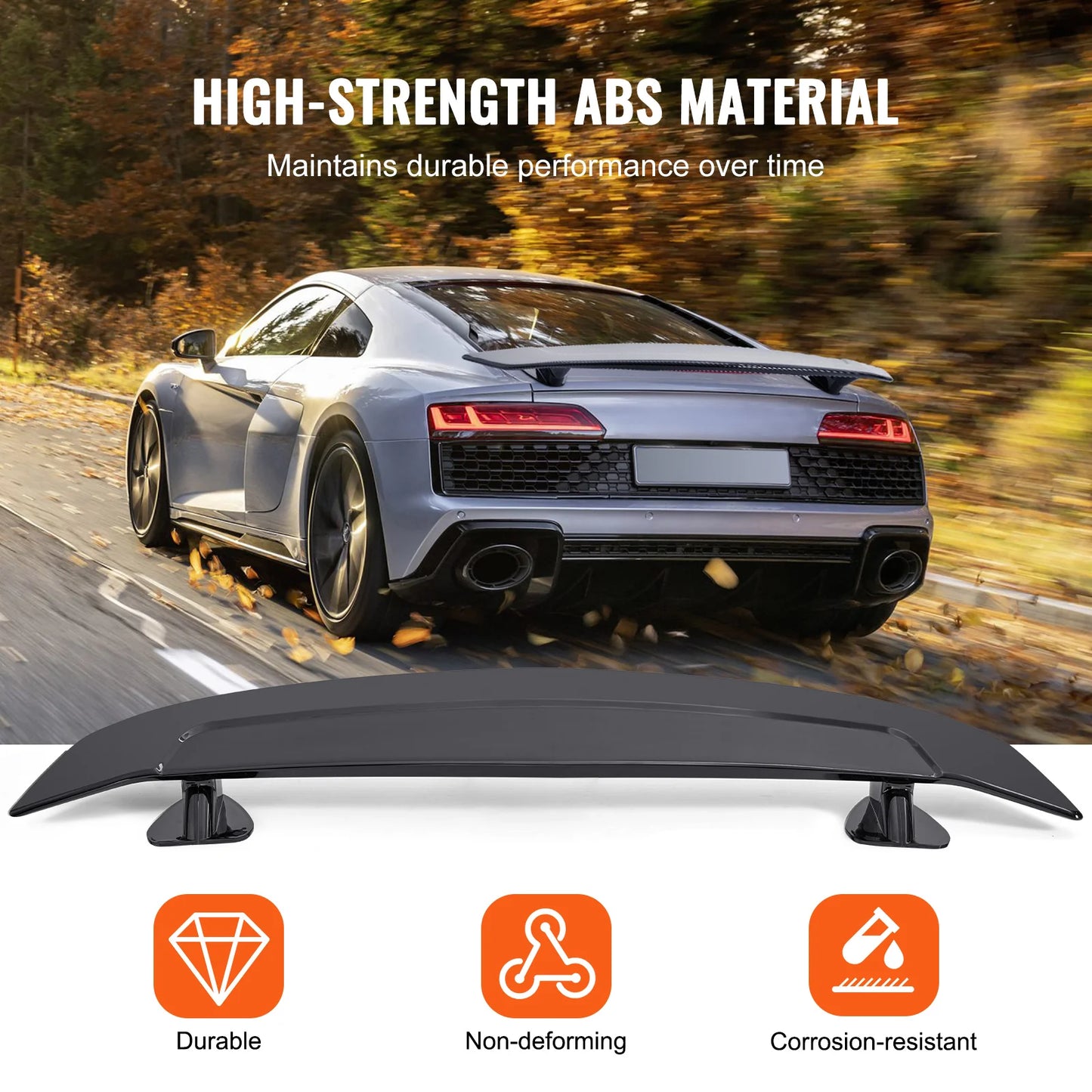 SucceBuy GT Wing Car Spoiler 46.3inch Universal Spoiler Compatible with most Sedans and Coupes High Strength ABS Material Black