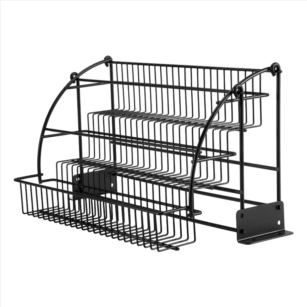 Metal 3-Tier Pull Down Spice Rack - Easy Reach Retractable Large Capacity Kitchen Storage Shelf Organizer for Cabinet A