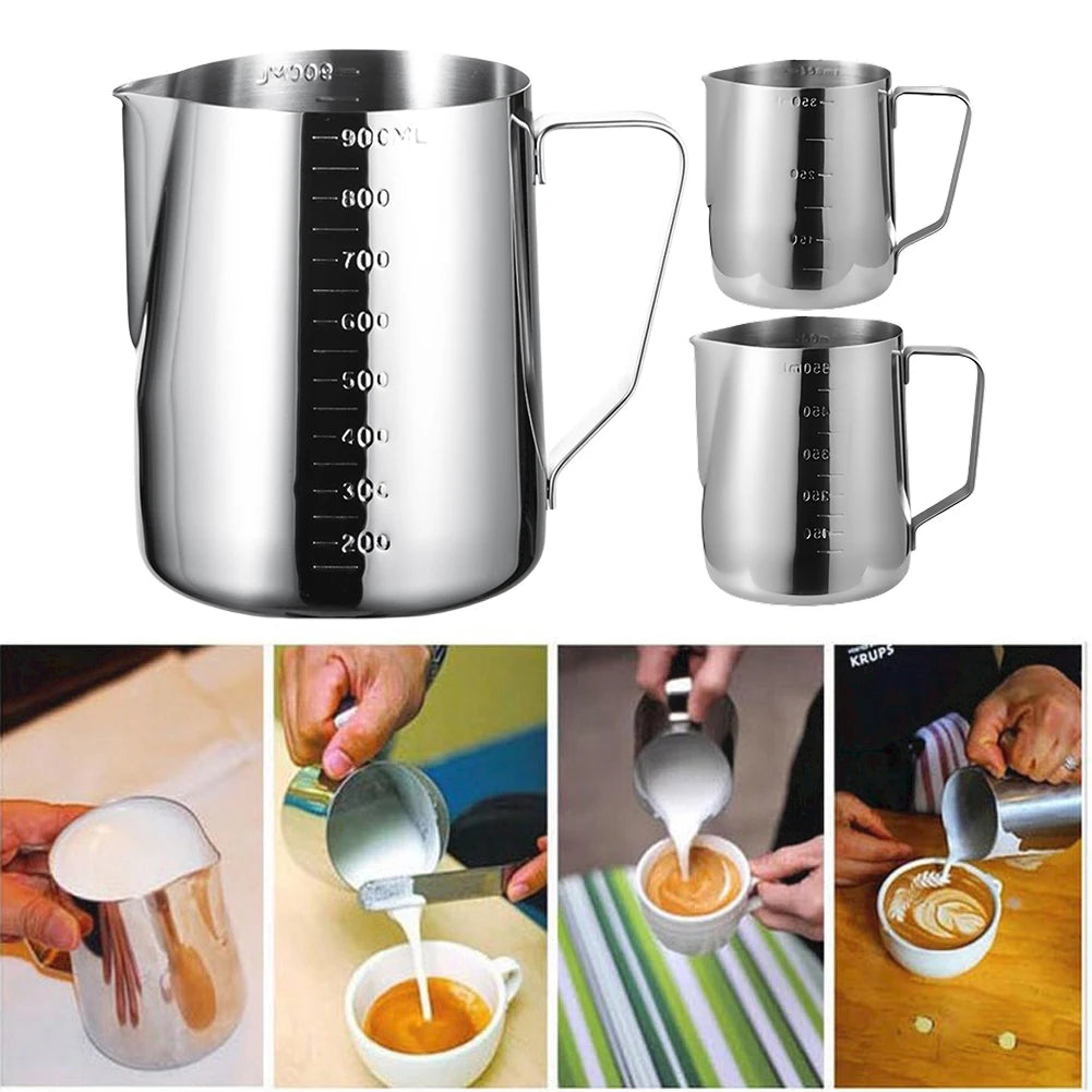 350/600/900ml Coffee Milk Frothing Pitcher Jug Stainless Steel Espresso Coffee Cup with Scale  for Latte Art Coffee