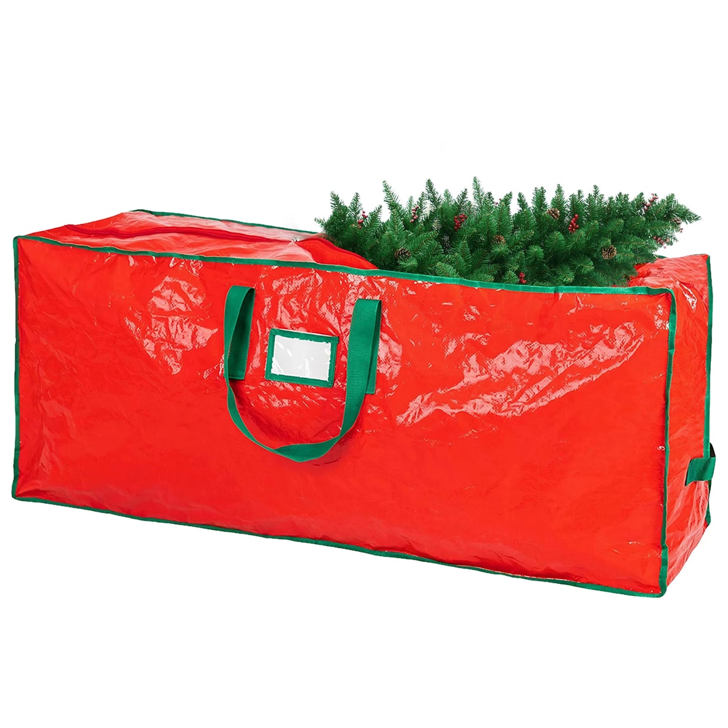 PE Xmas Tree Storage Bag w/ Handle Waterproof Fold Tree Package Bag (165 RED)