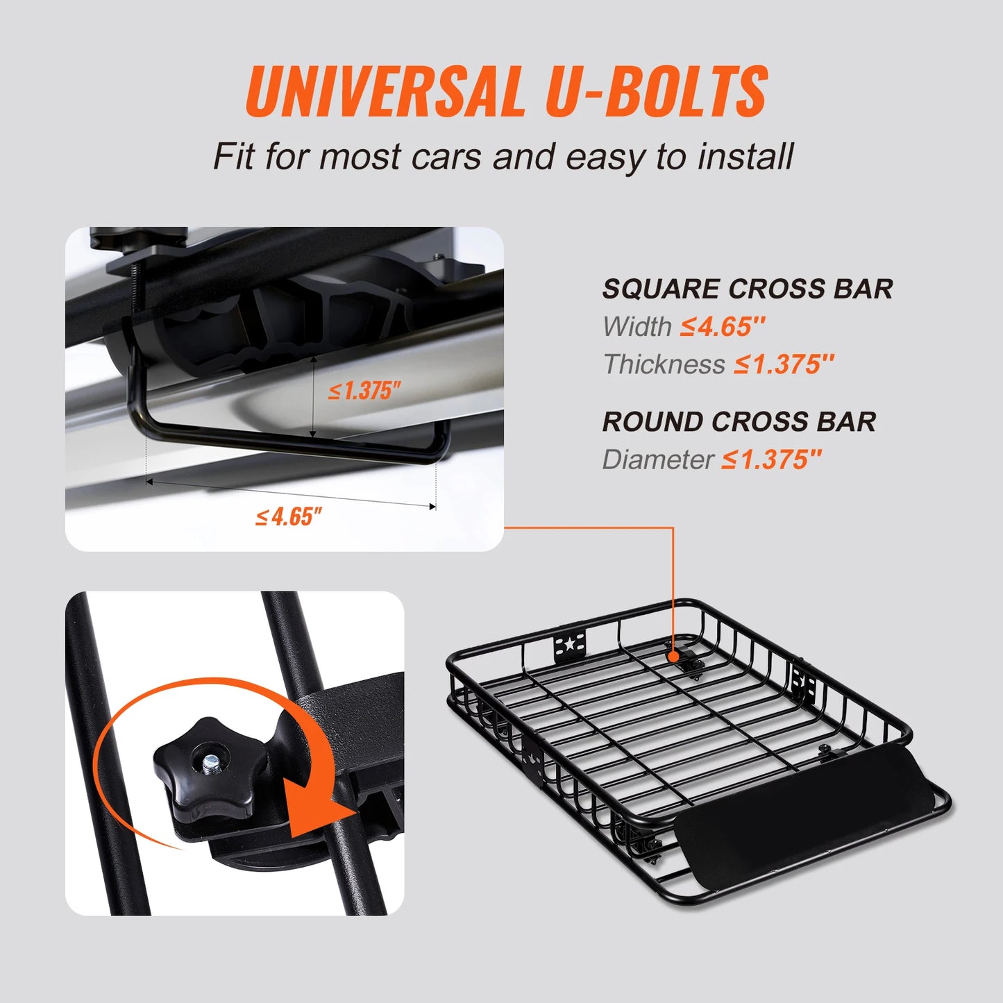 SucceBuy Roof Rack Cargo Basket 46"x36"x4.5" / 51"x36"x5" Rooftop Cargo Carrier Heavy-Duty 200LBS Capacity to SUV Truck Vehicle