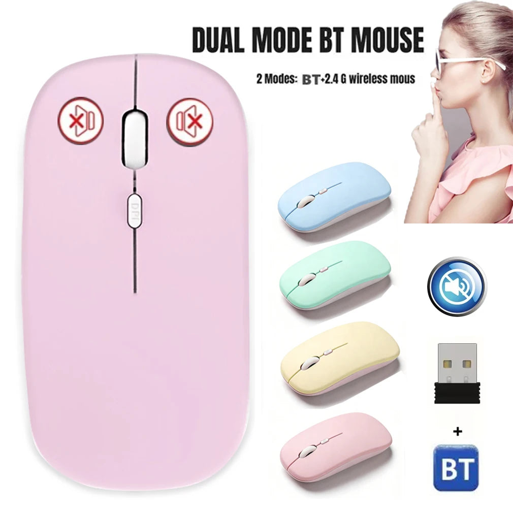 Silent Bluetooth-compatible Mouse Computer Laptop Optical Mouse Wireless for iPad Samsung Tablet Universal Mice Noiseless Gaming