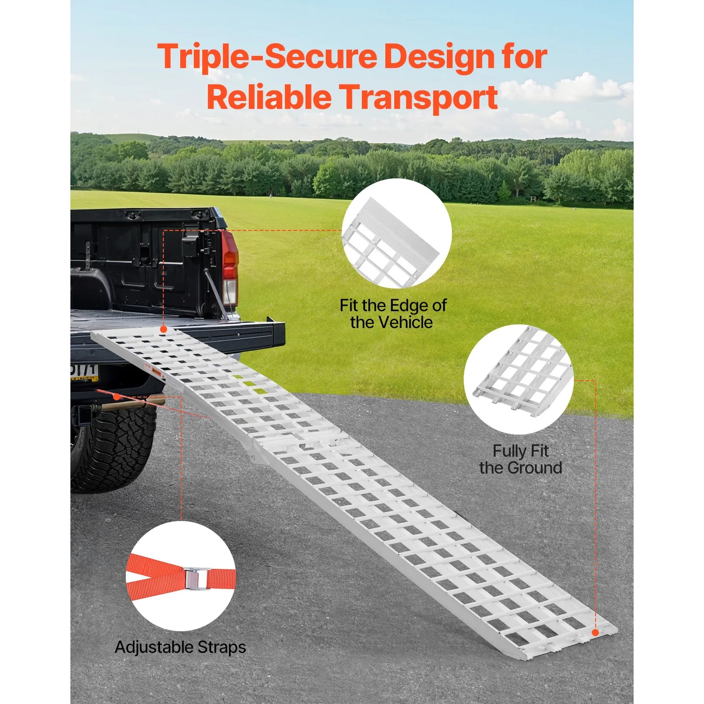 SucceBuy Aluminum Ramps Heavy-duty Ramps with Wider Ramp Surface, Universal Stable Loading Ramp with Handles, Fit for Motorcycle
