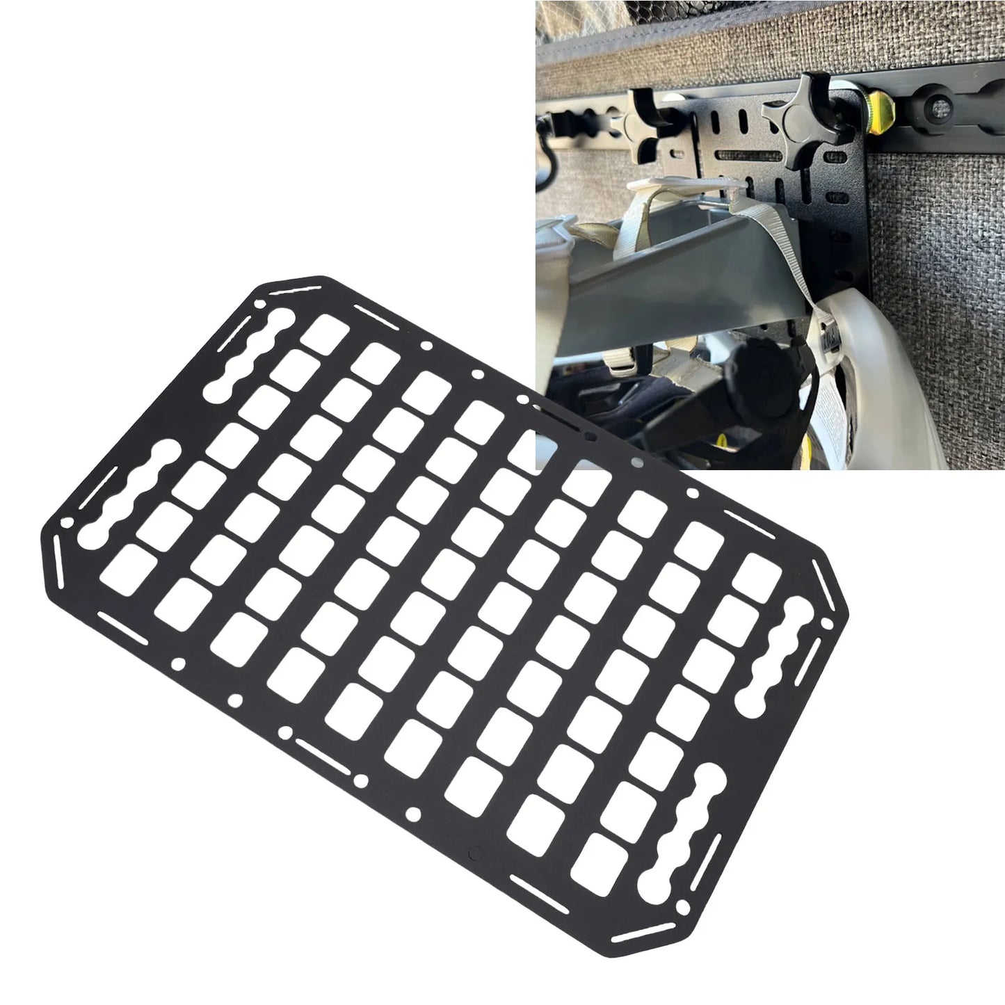 Truck Bed Molle Panel Aluminium Alloy Multifunctional L Track Storage Organizer for Car SUV RV 483x311x2mm Side Bed Molle Panel