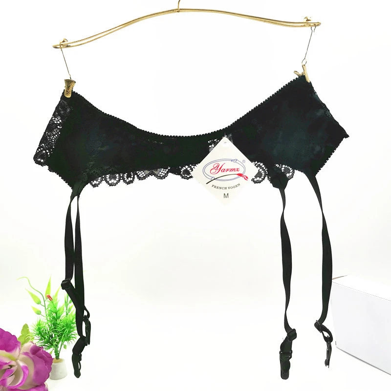 M L XL Plus Size Lingerie Women Sexy Lace Transparent Garters Belt Back Closure Adjustable Suspender Belt For Stockings