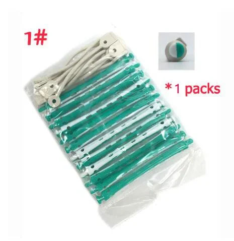 New 12 pcs Salon Rubber Band Hair Rollers Set Cold Perm Rods Curler Bars Hair Clip Curling Fluffy Wavy Hair Maker Styling DIY
