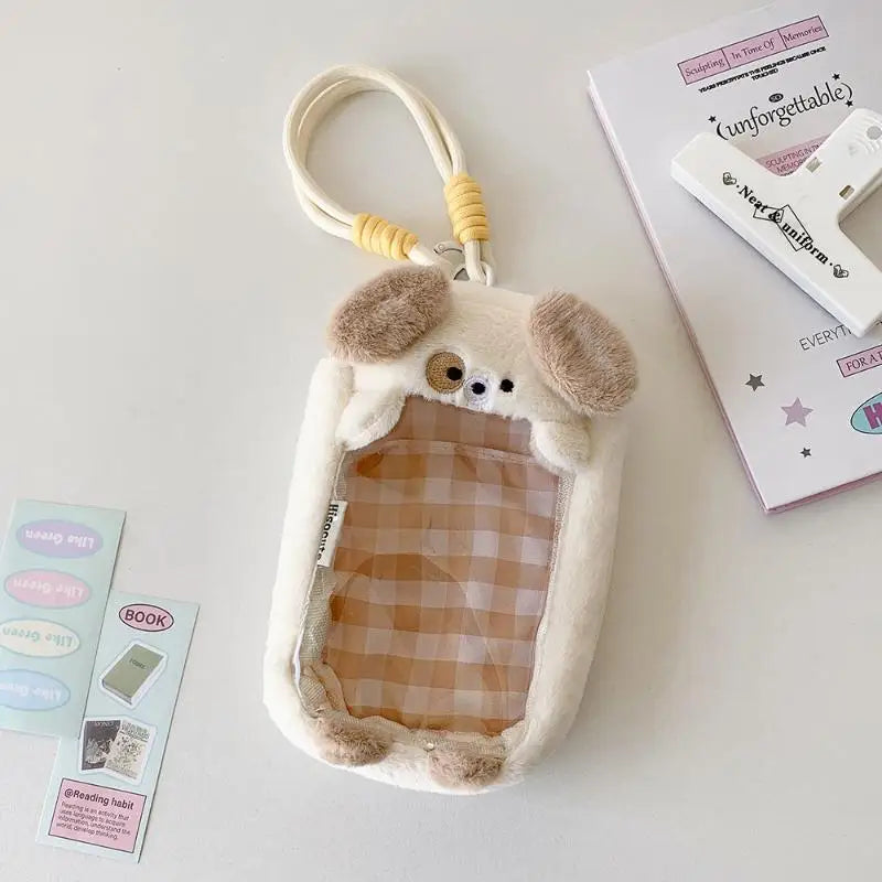 Cartoon Plush Doll Dustproof Storage Bag Doll Display Bag With Keyring Mini Mystery Box Dolls Organizer Pouches For 15cm Doll