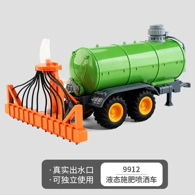 1:24 Scale Remote-Controlled Tractor Toy Alloy Electric Farm Truck with Headlights RC Car Set for Kids Birthday Christmas Gifts