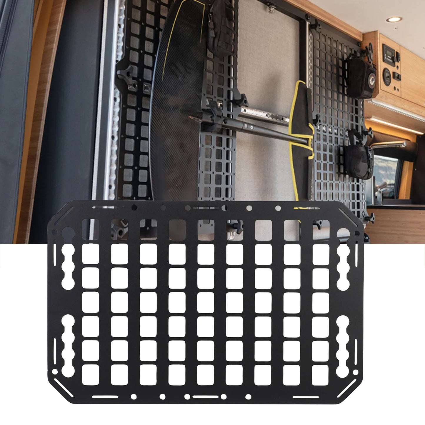 Truck Bed Molle Panel Aluminium Alloy Multifunctional L Track Storage Organizer for Car SUV RV 483x311x2mm Side Bed Molle Panel