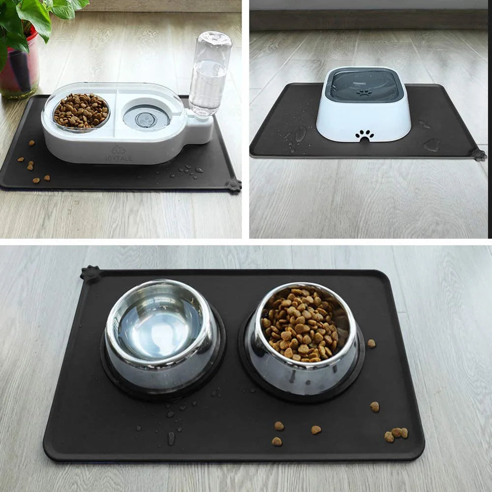 2PCS Silicone Pet Feeding Food Mat Waterproof Non-slip Dog Cat Bowl Placemat Pad NEW
