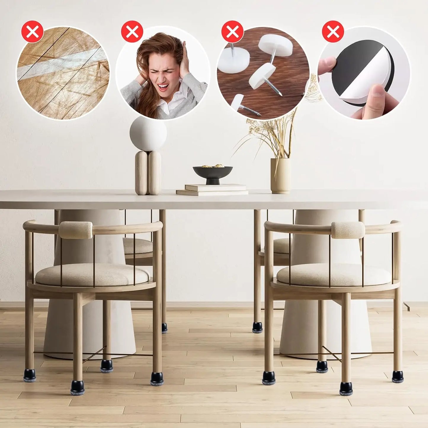 Chair Leg Floor Protectors Felt Foot Cover  Silicone Diagonal with Thick Wrap Felt Pads Furniture Table Feet  Protect Floors