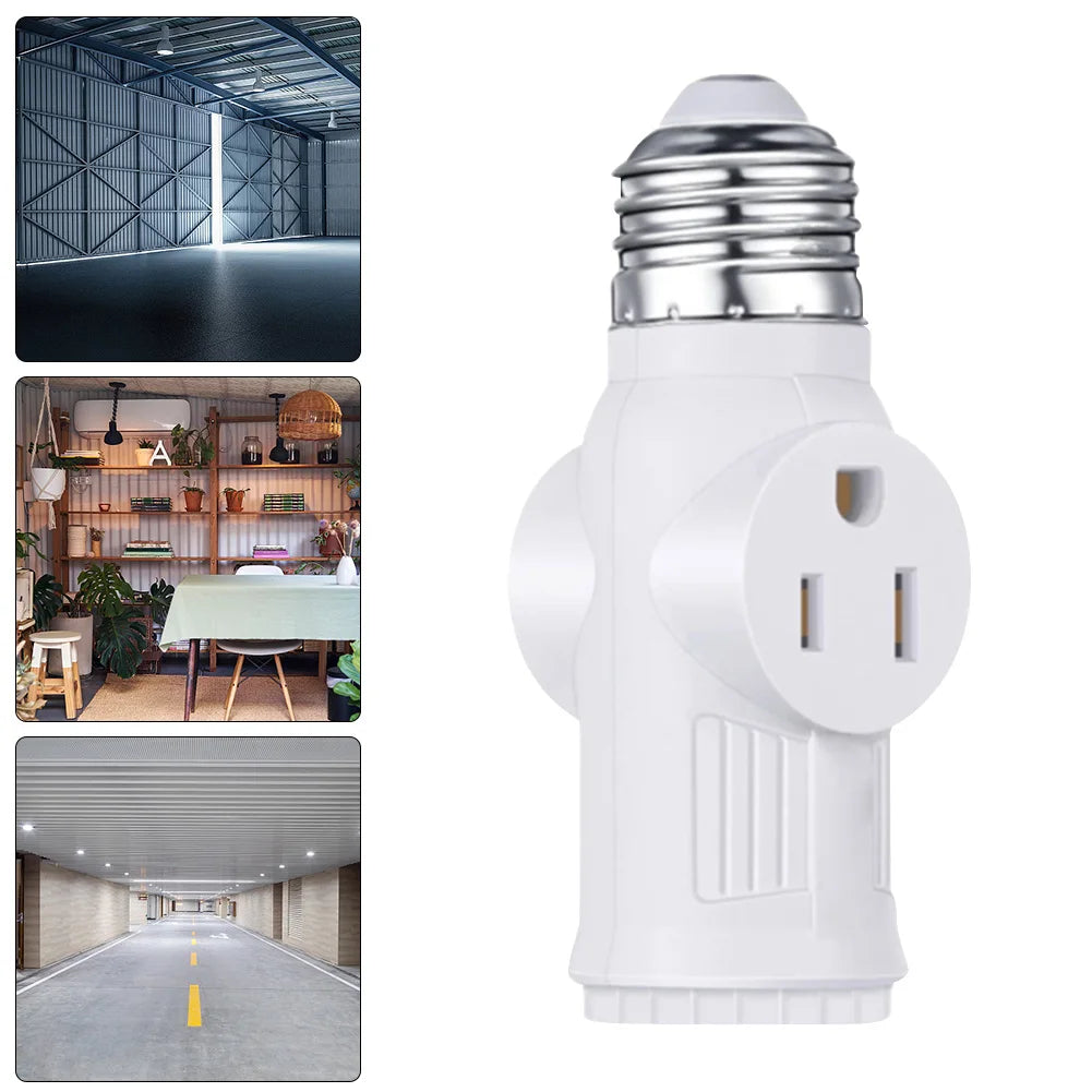 2 Pack Light Socket Adapter Lamp Holder Light Bulb To 2/3 Prong Outlet Adapter for Garages Living Rooms Hallways and More