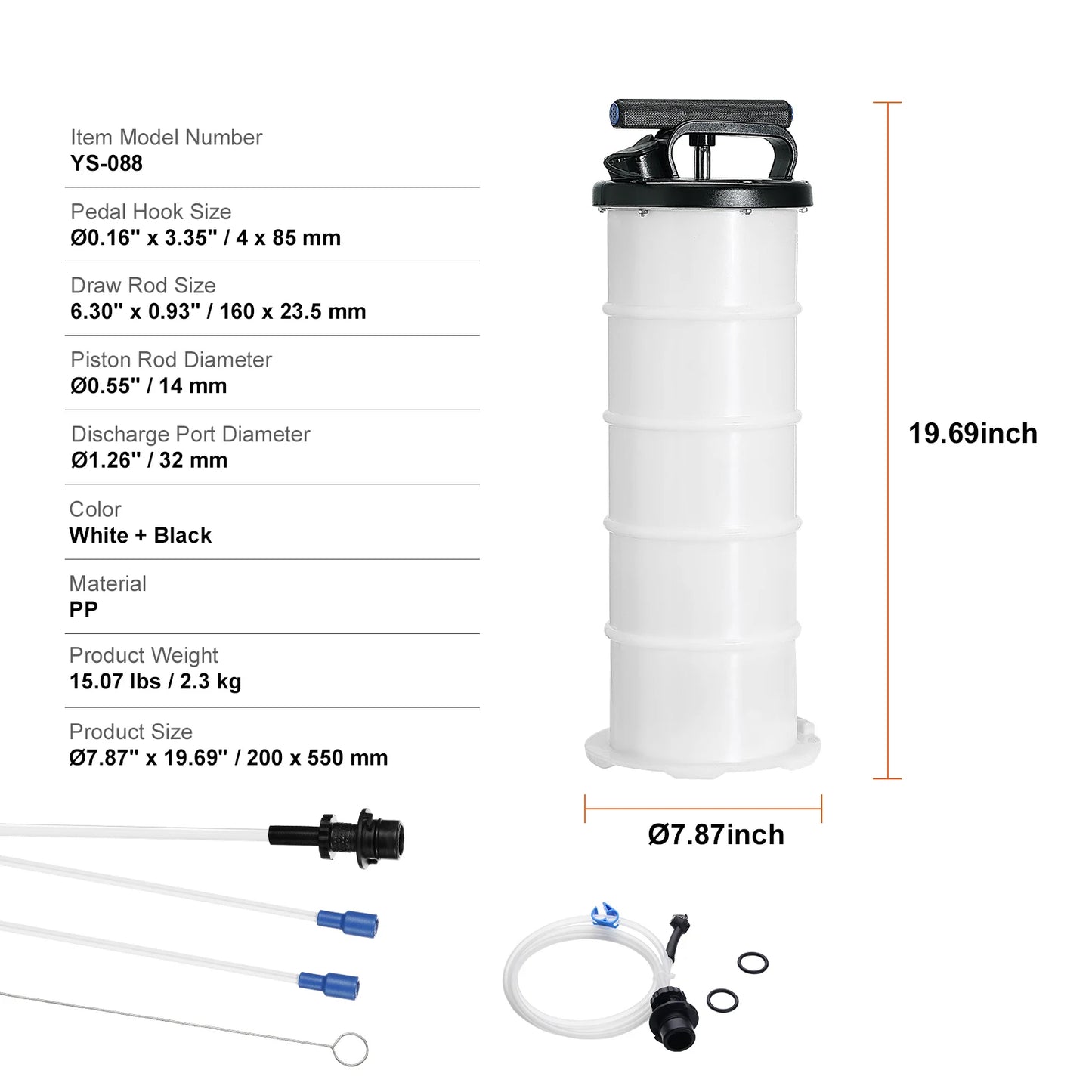 SucceBuy 6.5L/15L Pneumatic/Manual Fluid Extractor with Suction Hose Oil Change Pump for Automotive Fluids Vacuum Evacuation