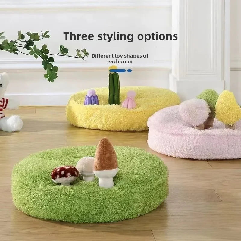 Pet cat dog mat cat nest Cat sleeping nest plush toy round nest cat dog dog soft and comfortable all year round