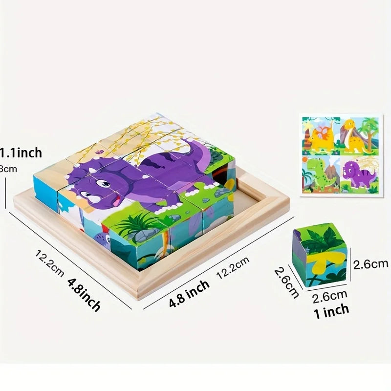 A Set of Six-Sided 3D Cube Puzzle Tray Wooden Children's Storage Toys Children's Educational Toys Fun Game