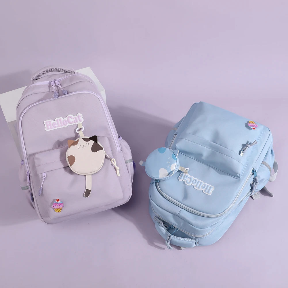 Nylon Campus Backpack Adjustable Shoulder Straps Cartoon Messenger Bag Multi Pocket Design with Zipper Campuses Supplies
