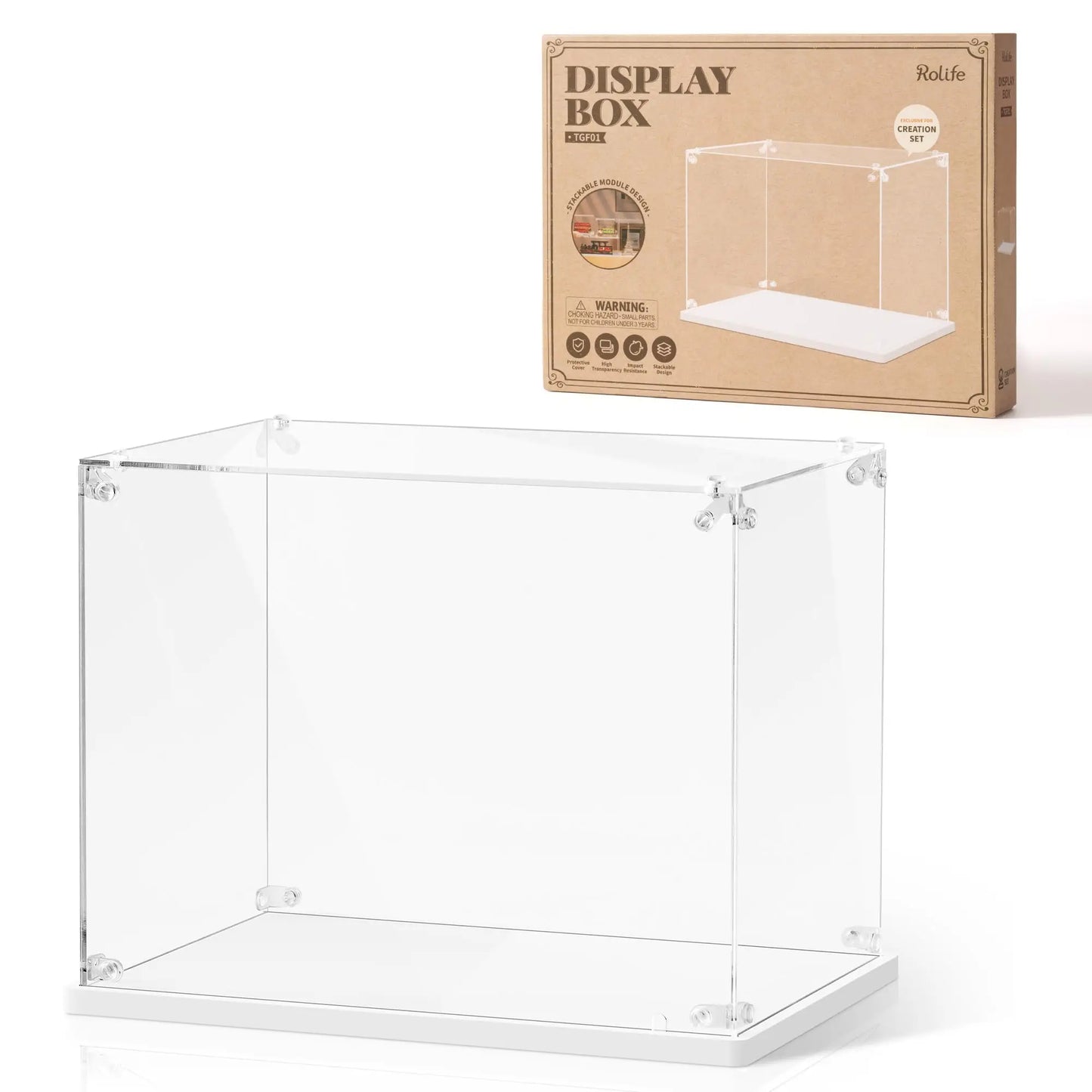 Rolife Acrylic Display Case for Miniature House Building Sets Clear Dust Cover Display Case for Collection with Reserved Wiring